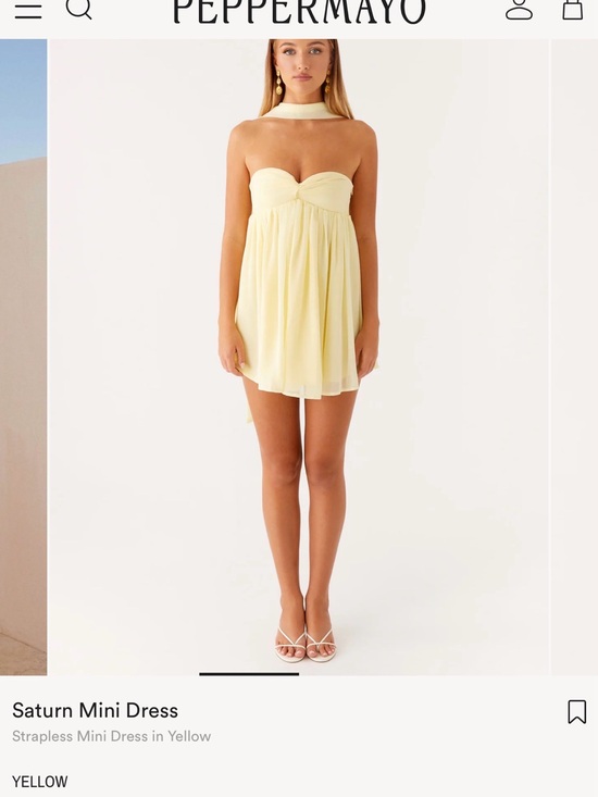 Peppermayo Dresses & Skirts - Peppermayo Lemon Chiffon Strapless Mini Dress